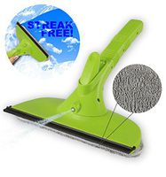Window Cleaner Squeegee Tool Kit - 10.5” with Spray Bottle, Washable Microfiber Velcro Pad and Silicone Rubber Blade by Weegee