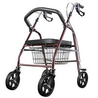 XIHAA Lightweight Folding Aluminum Rollator Walker, Height Adjustable Folding Rollator with handbrake for Disabled/Elderly People for Elderly Shopping with Seat and Basket Red