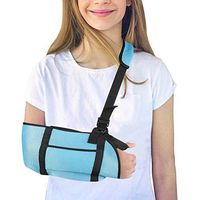 Kids Arm Sling, Medical Grade Quality Child Arm Sling, Breathable and Lightweight Arm Support Strap with Storage Space for Stabilise Arm, Injury Recovery and Shoulder Dislocations, One Size（Sky Blue）