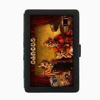Perfection In Style Black Color Metal Cigarette Case Vintage Creepy Clowns Design 015