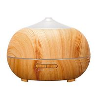 400ml Wood Grain Essential Diffusers Ultrasonic Humidifier 7 Colour Changing LED Lights Aroma for Home,Office, Spa (D, Yellow)