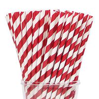 Webake Paper Straws Biodegradable Bulk 144 Red Striped Drinking Straws, Great Alternative Disposable Straws to Plastic Straws Eco Friendly Straw for Valentine's Day Party, Cake Pop Sticks