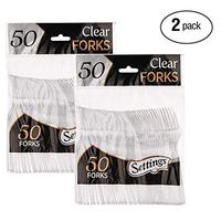 [100 Count] Settings Plastic Clear Forks, Heavyweight Disposable Cutlery, Great For Home, Office, School, Party, Picnics, Restaurant, Take-out Fast Food, Outdoor Events, Or Every Day Use, 2 Bags