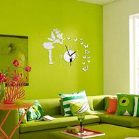 Daindy DIY 3D Butterflies Fairy Girl Wall Sticker Mirror Wall Clocks Office Home Decoration