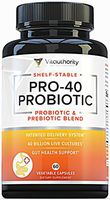 PRO-40 40 Billion CFU Complete Probiotic Supplement: Multi- Strain Shelf Stable Bifidobacterium and Acidophilus Capsules with FOS Prebiotics, Restore Gut, Digestion, and Immune Health, 60 Veggie Caps