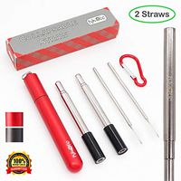Stainless Steel Collapsible Straw - Eco-Friendly Reusable Straws with case Portable Metal Telescopic Drinking Straws - With Cleaning Brush, Keychain, Travel Case - Premium Stainless Steel Quality