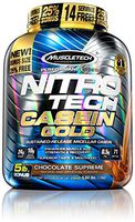 MuscleTech NitroTech Casein Gold Protein Powder, Sustained-Release Micellar Casein, Chocolate Supreme, 80.32 oz