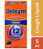 Delsym 12 Hour Cough Relief Liquid, Grape Flavor- Day Or Night Cough Suppressant with Dextromethorphan, Helps Quiet Cough by Suppressing Cough Reflex, 5 oz. (Pack of 2)