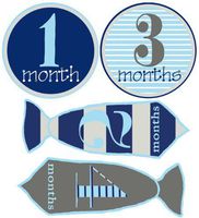 Baby Boy Stickers Monthly Baby Stickers 1-12 Months Hand-Drawn Neckties and Circles Little Man Stickers by Mumsy Goose