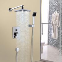 Rainfall Shower head Arm Control Valve Handspray Shower Faucet Set 8 in. - Chrome by OnlineGymShop.com