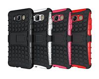 Galaxy J7 Stand Case, HLCT Rugged Shock Proof Dual-Layer PC and TPU Case with Built-in Stand Kickstand for Samsung Galaxy J7 (2016) (Rose Red)