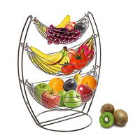 CURE SECRET 3 Tier Wire Removable Fruit Storage Basket Holder & Decorative Bowl Stand for Counter or Hanging