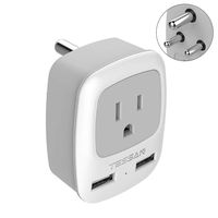 US to India power adapter,TESSAN International Grounded Travel Plug Adapter with Dual USB &1 American Sockets Power outlet adapter for Type D Country