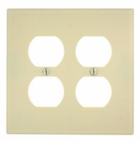 Leviton 80516-I 2 Duplex Midway Size Wall Plate, 1 Gang, 4-7/8 In L X 3-1/4 In W 0.255 In T, Smooth, Ivory