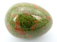 jennysun2010 2 pcs Natural Unakite Gemstone Egg Crystal Healing Sphere Massage Finger Exercise 35x40mm