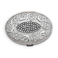 ICE CARATS Black Swarovski Crystal Pillbox Compact Mirror Pill Box Woman Lipstick Holder Travel Fashion Jewelry for Women for Her