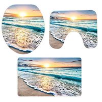 Pgojuni Christmas Scenery Bathroom Non-Slip Pedestal Rug + Lid Toilet Cover + Bath Mat Set 3PCS (D)