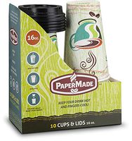 [16 Oz 10 Count] PaperMade Disposable Insulated To Go Designed Hot Cups With Black Dome Lids, For Drinking Coffee, Tea, Or Any Hot Beverage, Throw Away, Travel, Spill Free, Great For Home Or Cafe