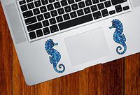 Yadda-Yadda Design Co. Blue Seahorse Pair - Stained Glass Style - Vinyl Trackpad Tablet Decal - Copyright 2016 (1.25" w x 3" h) (Small, Blue, R&L Pair)