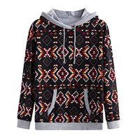 HNTDG Women Autumn Winter High Collar Hoodie Drawstring Long Sleeve Print Pocket Sweatshirt Fleeces Blouse Gray