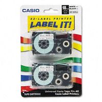 Tape Cassettes for EZ-Label Printers, 3/4", White/Black, 2/Pack CSOXR18WE2S