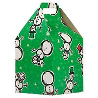 JAM PAPER Gable Gift Box with Handle Large - 8 x 7 1/4 x 8 - Green Snowman Design - Sold Individually