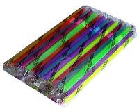 Reusable, Super-Long Bendy Smoothie Straws-Wide Diameter, Asst. Florescent Color, Wrapped - Flexible, Sturdy Milkshake, Slushy, Boba Straws - 10.5" Long, Bag of 35.