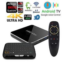 Apes Amlogic S905-X2 H96 MAX-X2 Voice Control Remote Android 8.1 Bluetooth 4.1 64GB/4GB Quad Core 1080p 4K 3D Dual WiFi 5G TV Box + Touchpad Wireless Keyboard Remote