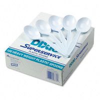 Dixie : Plastic Tableware, Heavyweight Soup Spoons, White, 100 per Box -:- Sold as 2 Packs of - 100 - / - Total of 200 Each