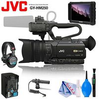JVC GY-HM250 UHD 4K Streaming Camcorder Accessory Kit with Professional Headphones, Condenser Mic, 7" Monitor and Cleaning Kit