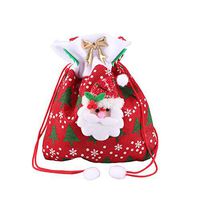 TINKSKY Reusable Fabric Christmas Candy Bags Cute Santa Claus Drawstring Gift Treat Bag Goodie Bag Pocket Sweet Candy Xmas Stocking Handbag Christmas Ornaments Home Party Decor (Red)