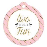Two Much Fun - Girl - 2nd Birthday Party Favor Gift Tags (Set of 20)