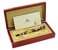 Jinhao Double Dragon Rollerball Pen with Redwood Gift Box, Big and Heavy Roller Pen, Noble Purple Cloisonne Craft Signature