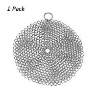 CHXIHome Cast Iron Skillet Cleaner Chainmail Scrubber, Stainless Steel Cookware Cleaner For Skillet, Wok, Pot, Pan, Cast Iron Cleaning Tool With Hanging Ring for Cast Iron Pan (Round)