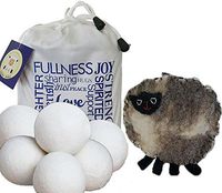 Wool Dryer Balls 6 pack XL FREE BONUS, 100% Organic New Zealand Wool, Anti-Static, Reduces Laundry Clothes Drying Time, Reusable All Natural Fabric Softener Free Handmade Sheep Coin Purse and E-Book