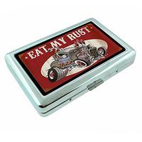 Metal Silver Cigarette Case Vintage Poster D-247 Eat My Rust Hot Rod