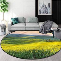 RUGSMAT Yellow Round Area Rug,Hills Valley Sunrise for Home Decor Bedroom Kitchen Etc Diameter-47