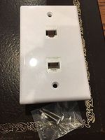 CMT: 2 Port White Wall Plate W/ CAT6 RJ45 Double Female Inline Coupler Ethernet Jack