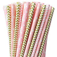 Party Paper Straws Biodegradable - Mixed Rainbow Stripe Colors Yeti Straw for Juices Shakes Smoothies Party Supplies Decorations 200-Pack