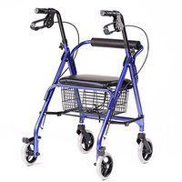 Rolling Walkers Lxn Folding Rollator Walker - 4 Wheel Medical with Storage Basket - Mobility Aid for Adult, Senior, Elderly & Handicap - Aluminum Transport Chair (Blue)