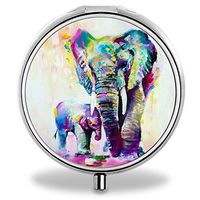 Elephant Pill Case, Round Stainless Drug Organizer Container Medicine Cover for Pocket Daily&Weekly