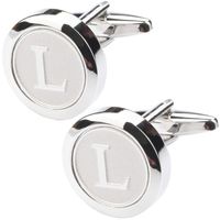 Dannyshi Mens Classic Stainless Steel Initial Cufflinks 26 Alphabet Initial Letter Cufflinks Business Wedding Shirts A-Z (L)