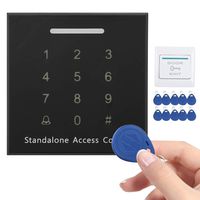 Door Access Control System Access Control Card Password Door Security System Kit RFID Card Password Unlocking Home Security Door Entry keypad with EXIT Button