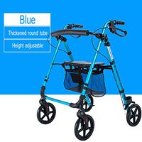 Wheel Walker with Seat Walking Frame Folding Auxiliary Walker Four Wheel Wheel Trolley Shopping Cart,Blue
