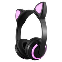 Mrinb Lighted Headphones Wireless Bluetooth Cat Ears Headphones Noise Reduction Lights Glare