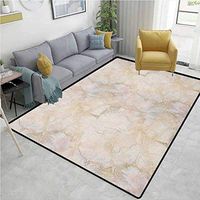 Marble Plaid Area Rug, Pink and Peach Marble Background with Crack Patterns Architecture and Building Material, Durable Carpet Area rug - Living Dinning Room Bedroom Rugs and Carpets(5'x 8') Beige