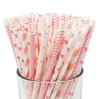 Just Artifacts Assorted Pinks Decorative Paper Straws 100pcs (Color: Pinks)