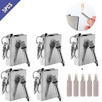 Comidox Kerosene Square Lighter Stainless Steel Metal Waterproof Mini Inflatable Personality Creative Portable Ultra-Thin Men Hang Buckle Lighter 5PCS&Kerosene 5 Bottles