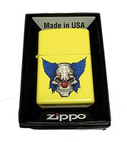 Zippo Custom Lighter - Clown Skull with Blue Hair - Regular Lemon Matte