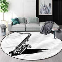 RUGSMAT Saxophone Modern Machine Round Bath Mat,Paint Brush Classic Jazz Lifts Basket Swivel Chair Pad Coffee Table Rug Round-55